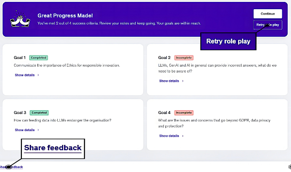 Udemy role play feedback and results