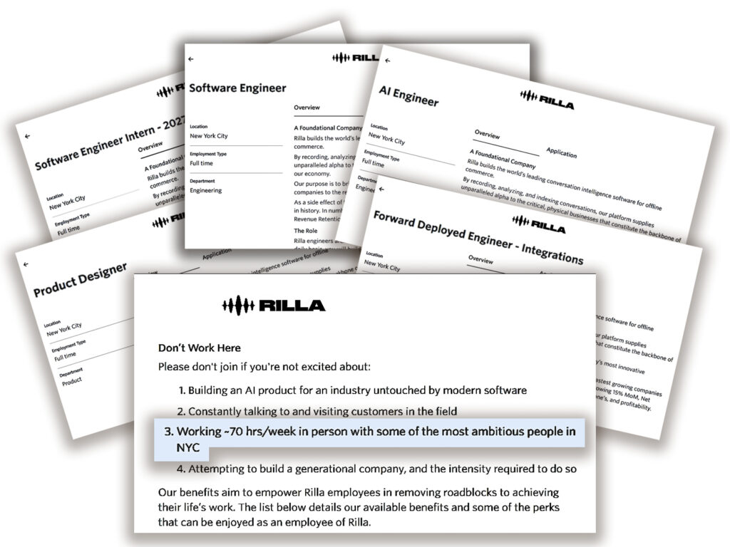 Corporate communications for 70 hour works weeks