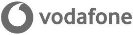 Vodafone logo in black, with the circular brand symbol and Vodafone wordmark for clear recognition of the company identity.