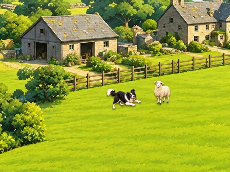 A black-and-white sheepdog crouches beside a sheep in a fenced farm field, illustrating why AI cannot be governed by boundaries alone.