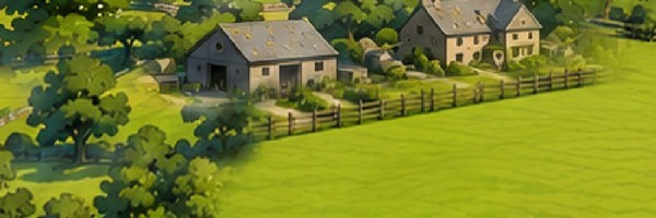 A green farm field, wooden fence and farm buildings illustrate how AI governance involves more than setting boundaries.